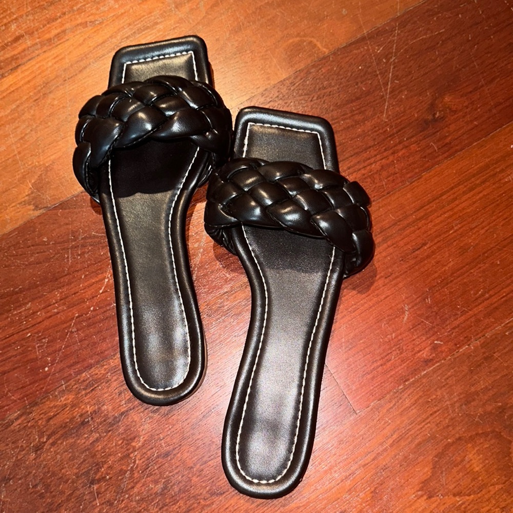 Black braided sandals